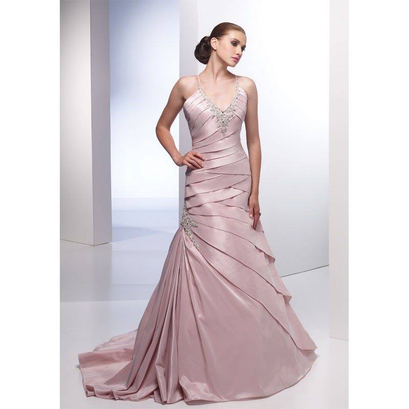 special-pink-colored-pleated-wedding-dresses-mermaid