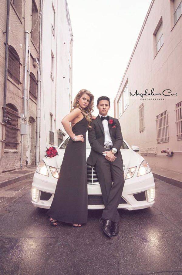 Magdalena's son and his date posing as her models. 